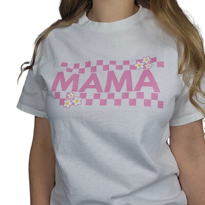 Women's Mama Shirt Top Mother's Day Gift Momma Clothing Mama Checkered Daisy - image1